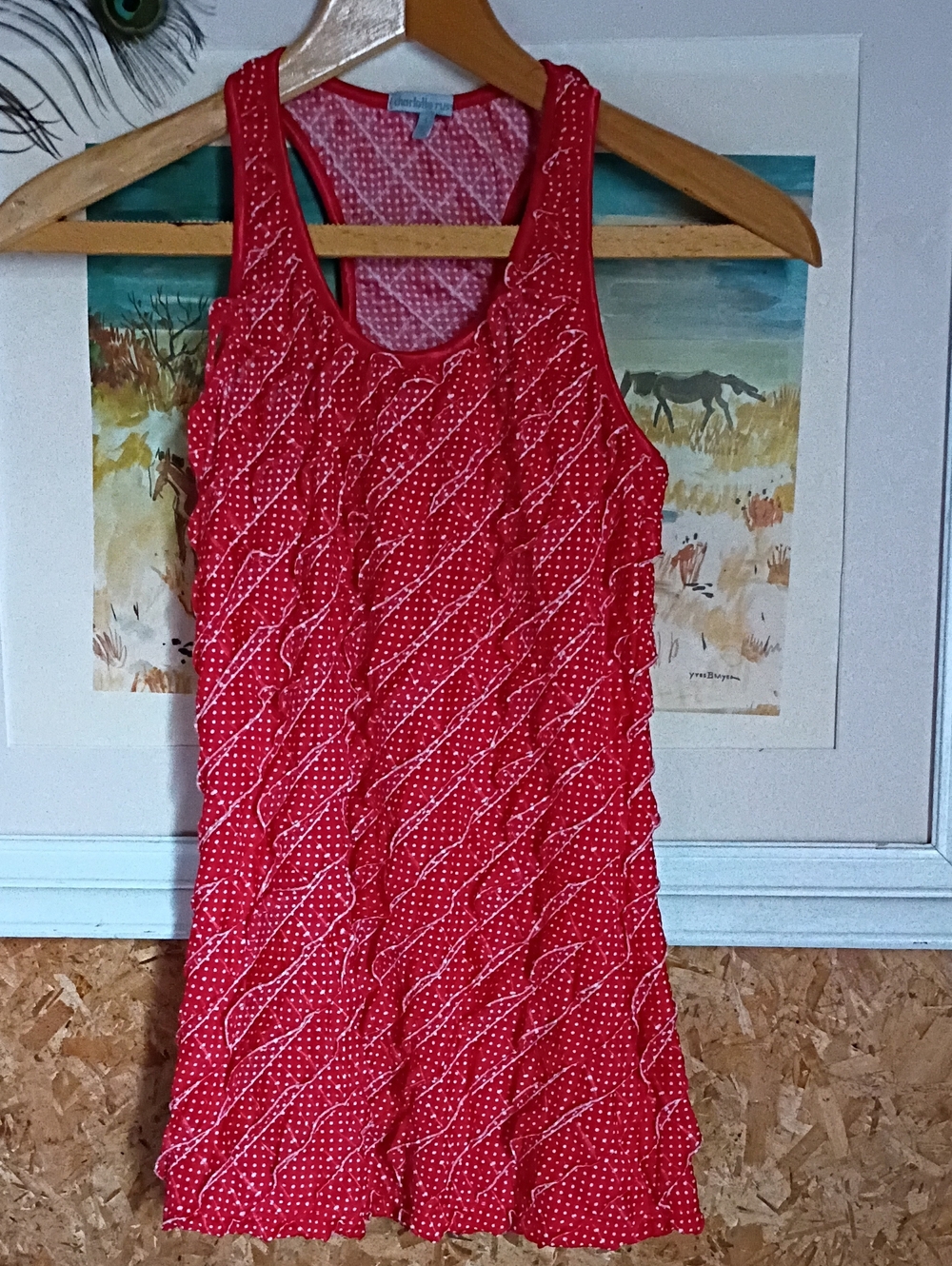 Charlotte Russe Red Ruffle Polka Dot Tank Summer Frilly Cute Fancy